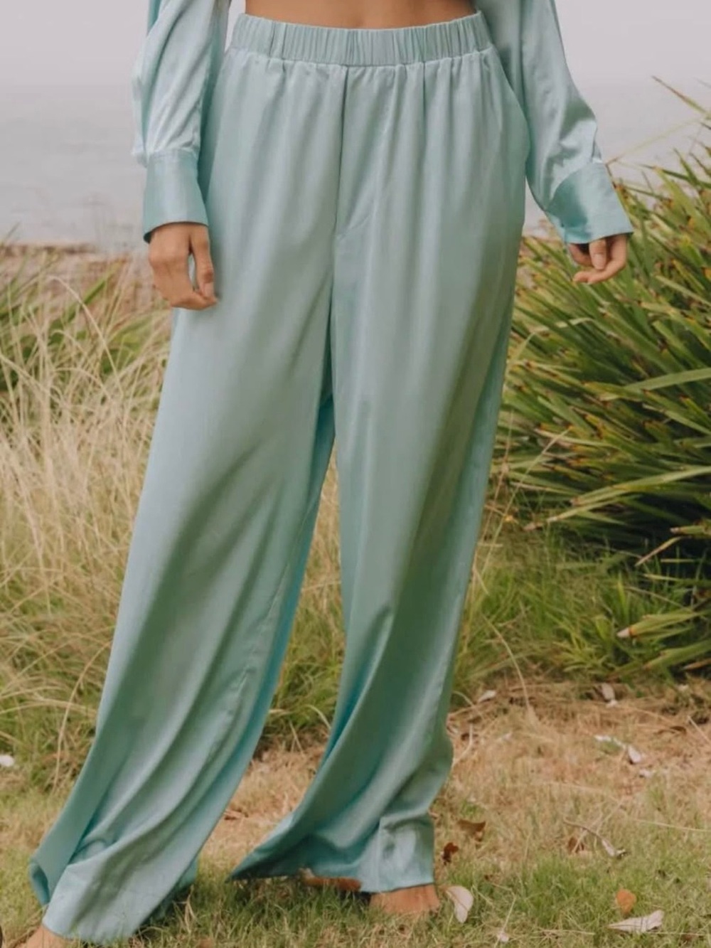 Daily Drills Wide-Leg Pants in Pale Aqua